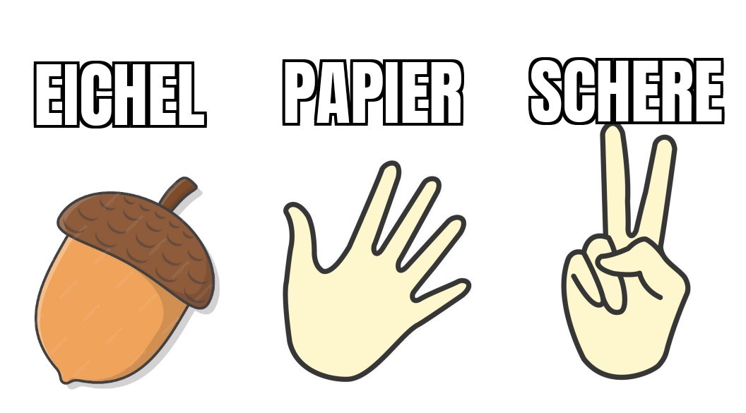 Eichel Papier Schere