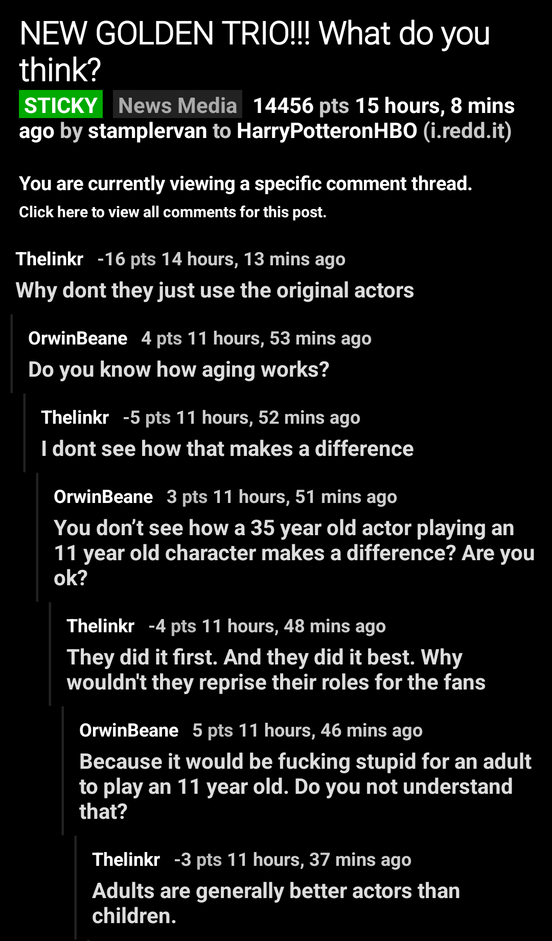 Harry Potter cast announcement followed by obvious troll bait.